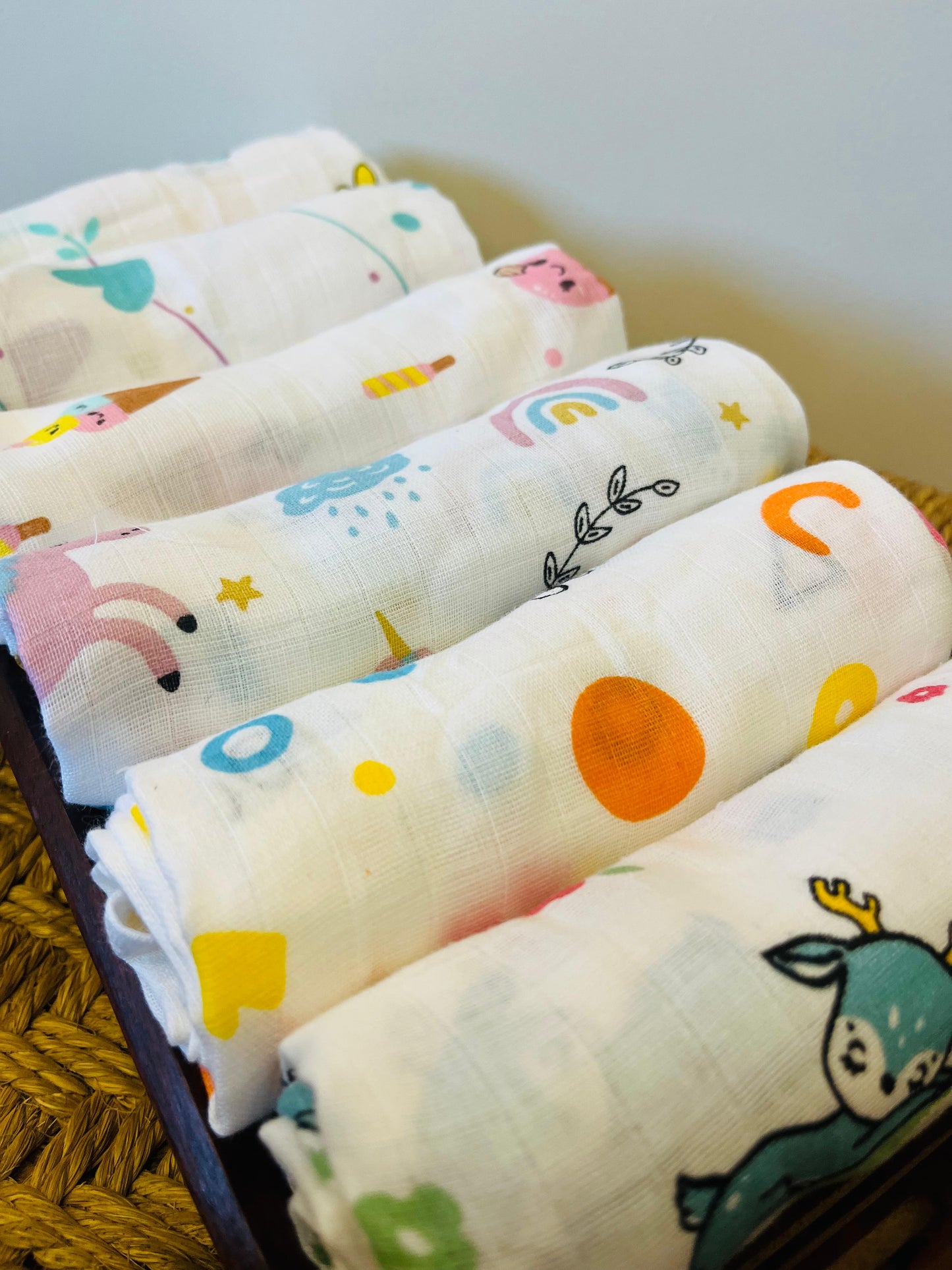 Organic Muslin Cotton Baby Towel | Set of 6  - 90 x 45 Cms