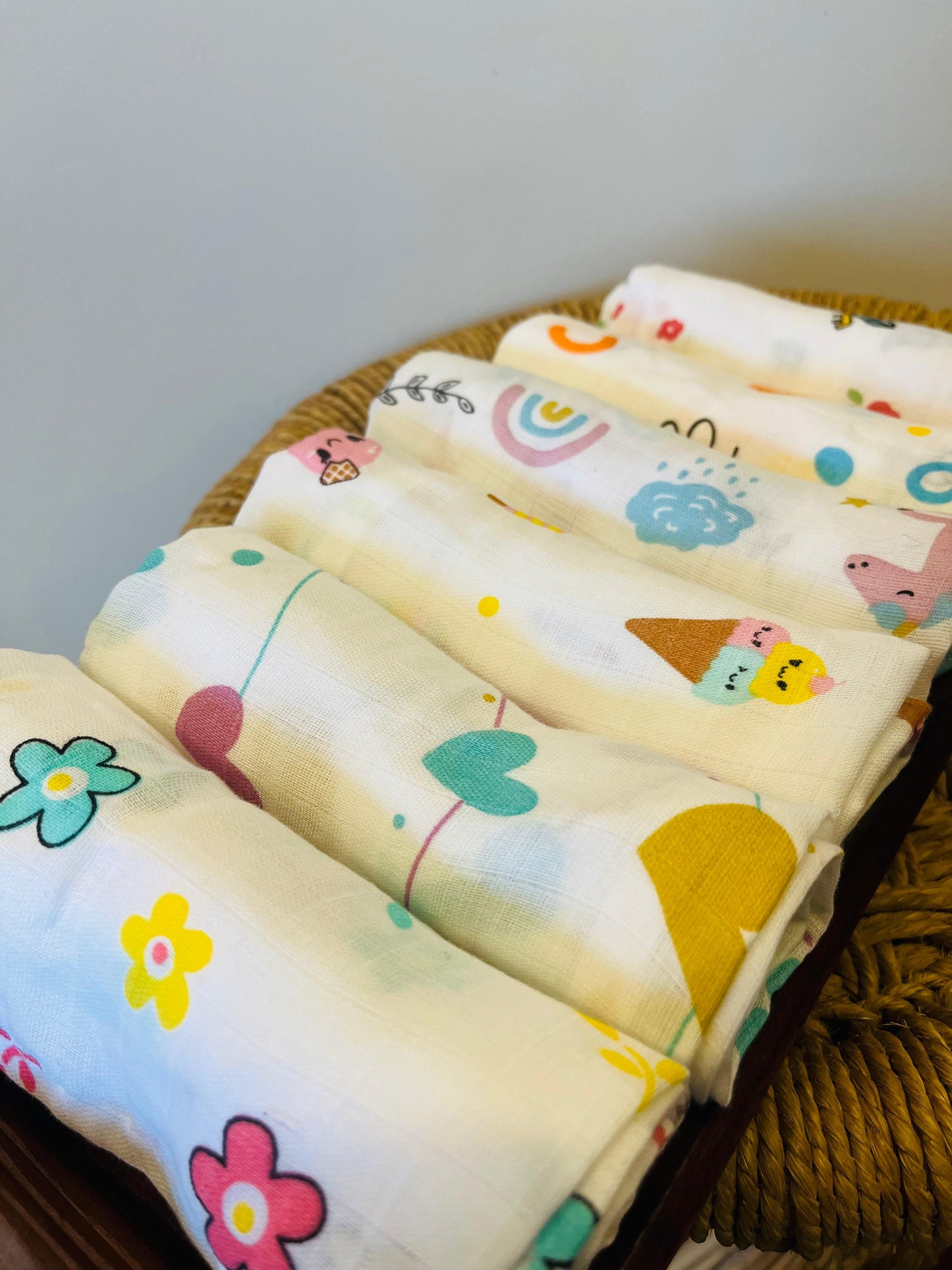 Organic Muslin Cotton Baby Towel | Set of 6  - 90 x 45 Cms