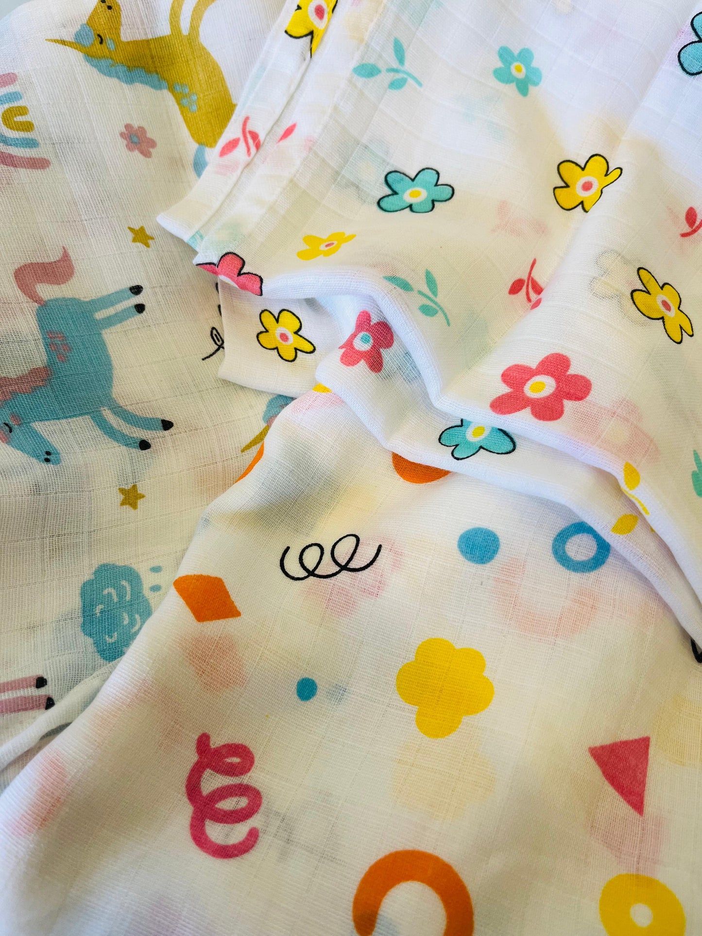 Organic Muslin Cotton Baby Towel | Set of 3 | Daisy Combo - 90 x 45 Cms
