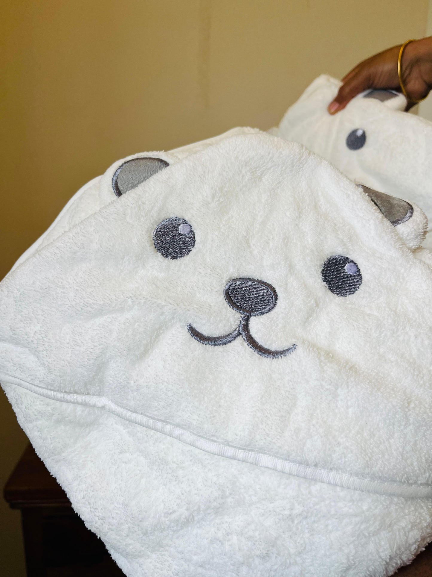 White Bear Cap Towel - Soft | Cozy | Skin-Friendly | (0 Months to 30 Months)