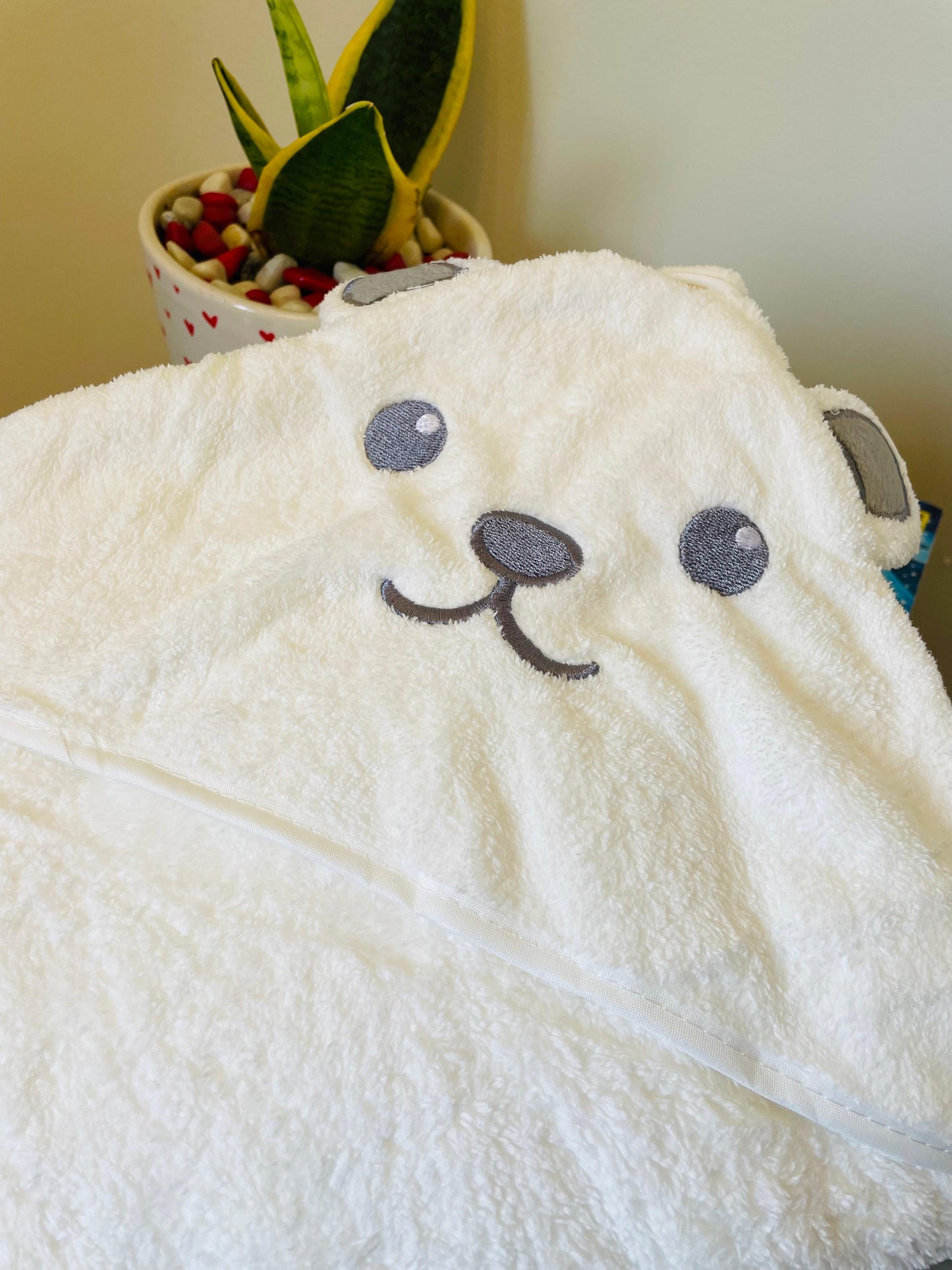 White Bear Cap Towel - Soft | Cozy | Skin-Friendly | (0 Months to 30 Months)