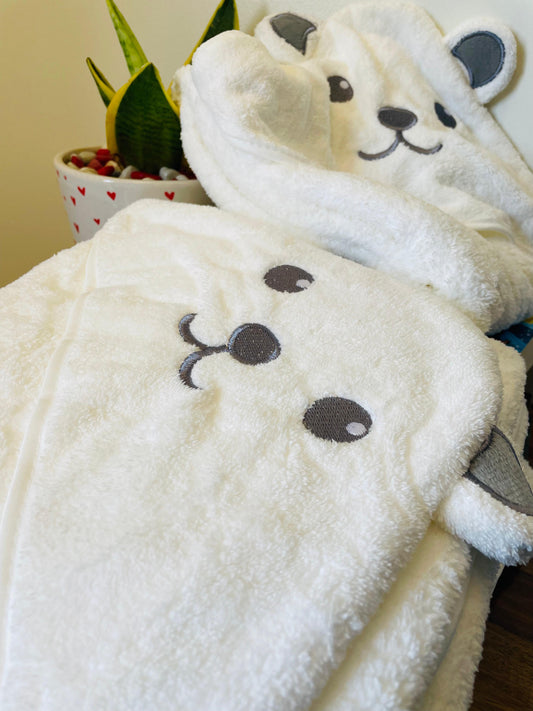White Bear Cap Towel - Soft | Cozy | Skin-Friendly | (0 Months to 30 Months)