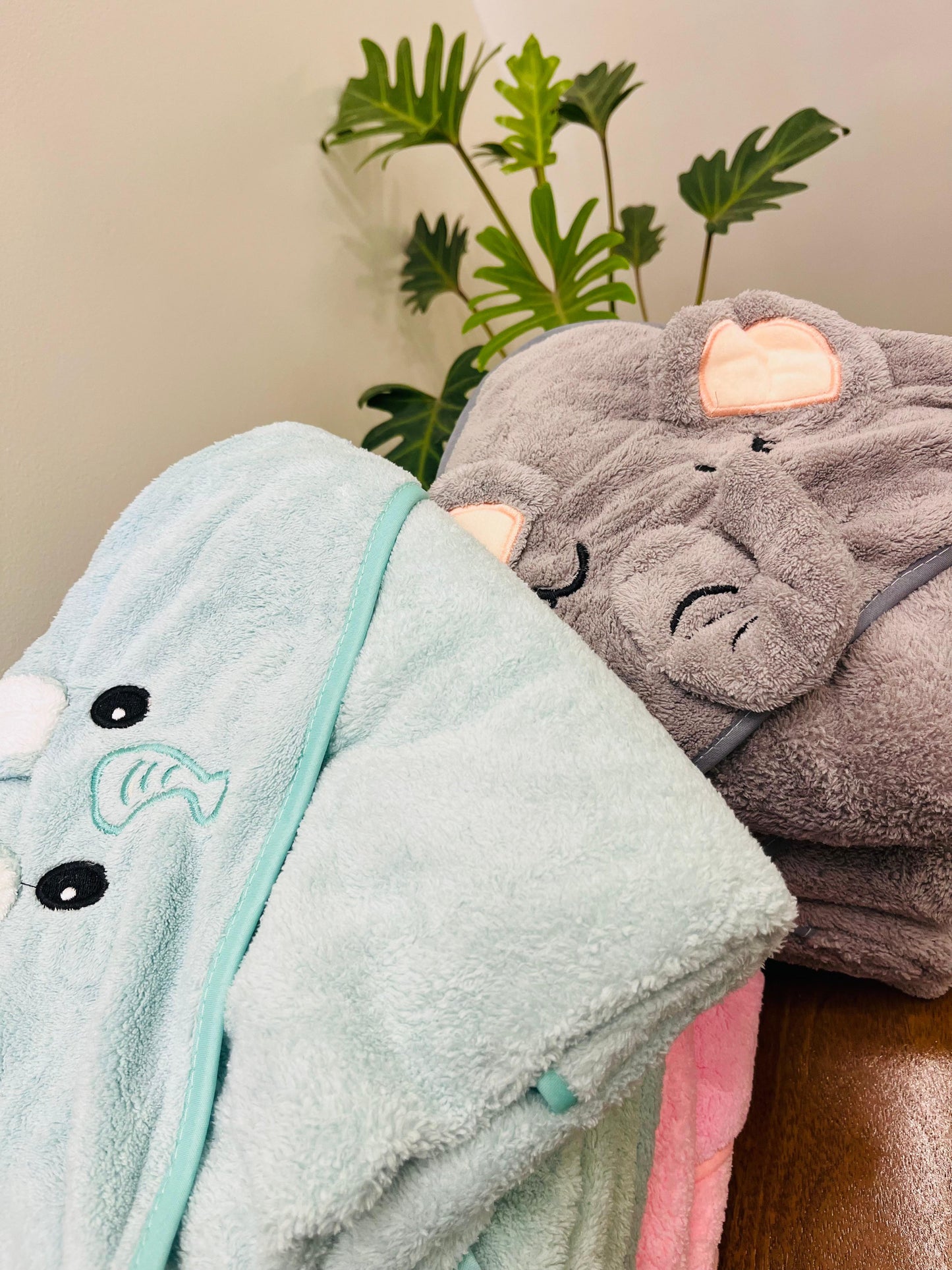 Grey Elephant | Microfibre Cotton Cap Towel | Cozy | Skin-Friendly | (0 Months to 24 Months)