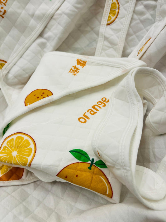 Eco - Muslin Cotton Hooded Blanket cum Towel | Cute Orange | (0 Months to 30 Months)