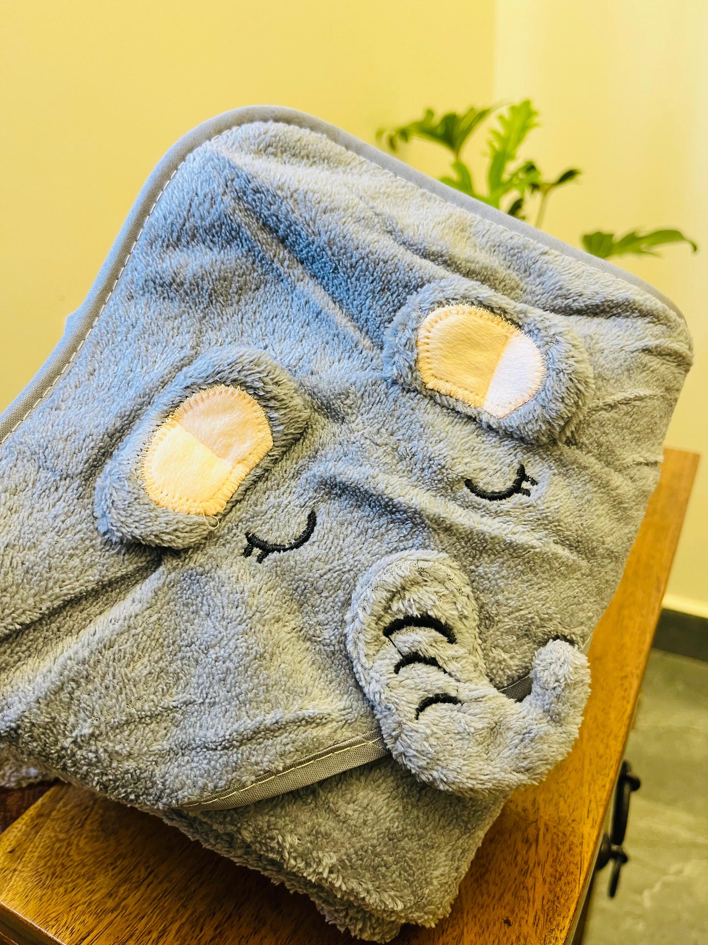Grey Elephant | Microfibre Cotton Cap Towel | Cozy | Skin-Friendly | (0 Months to 24 Months)