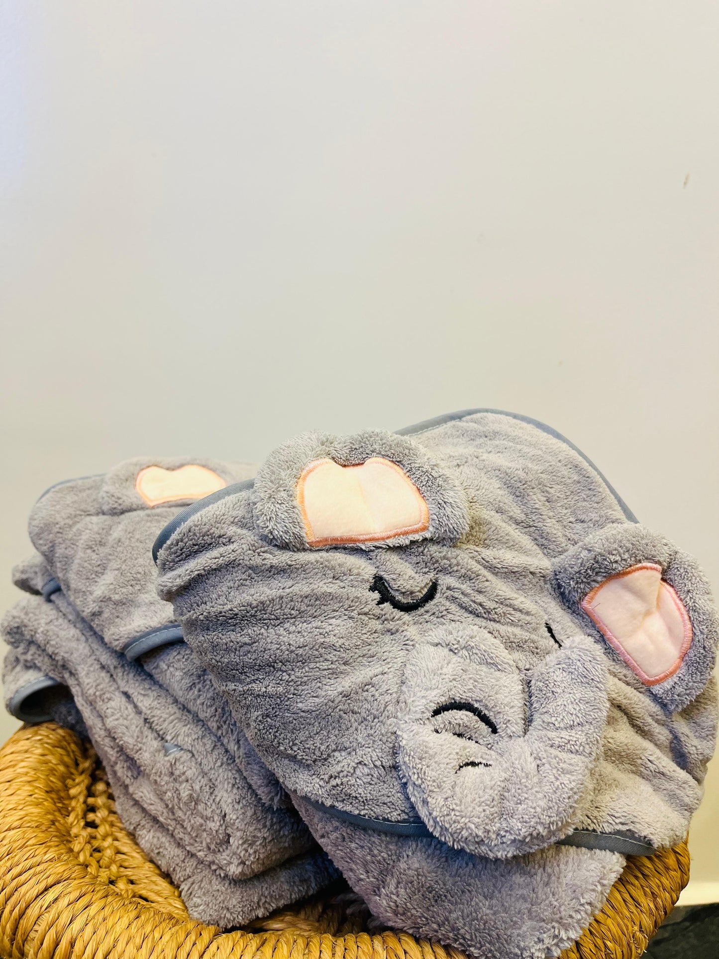 Grey Elephant | Microfibre Cotton Cap Towel | Cozy | Skin-Friendly | (0 Months to 24 Months)
