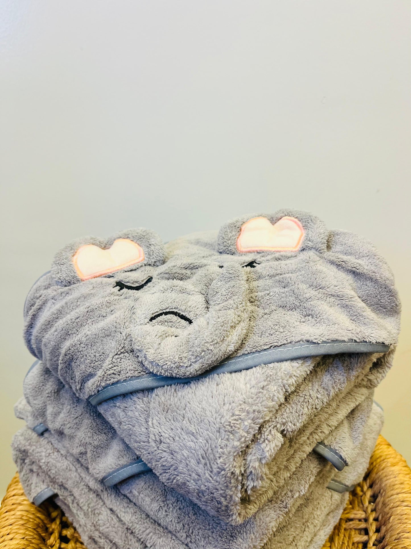 Grey Elephant | Microfibre Cotton Cap Towel | Cozy | Skin-Friendly | (0 Months to 24 Months)
