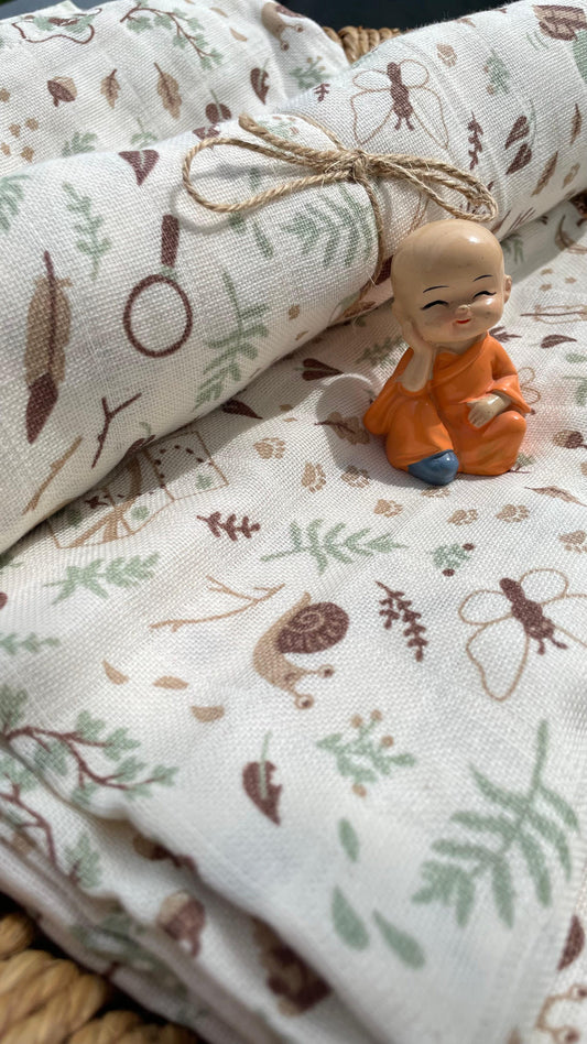Premium Muslin Cotton Baby Swaddle cum Towel | 90 x 150 Cms | Little Apricots