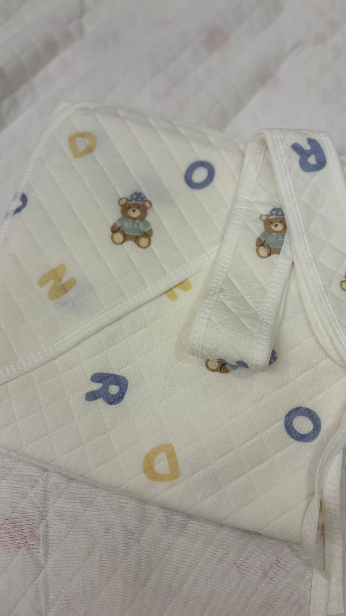 Eco - Muslin Cotton Hooded Blanket cum Towel | Alphabets | (0 Months to 30 Months)
