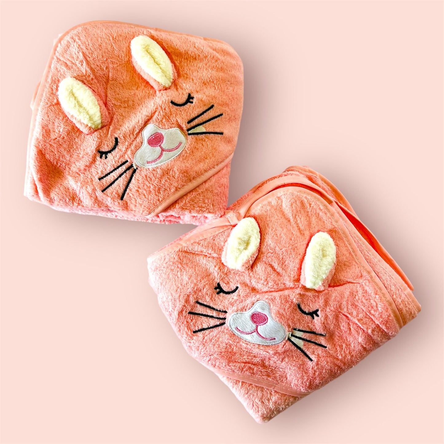 Pink Bunny Cap Towel - Soft | Cozy | Skin-Friendly | (0 Months to 24 Months)