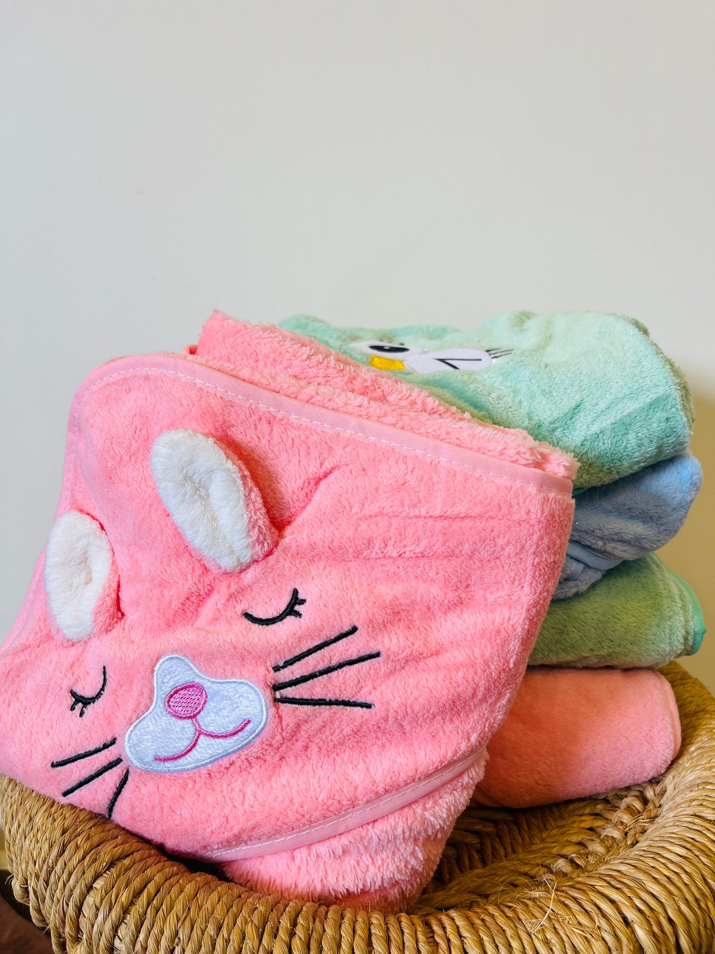 Pink Bunny Cap Towel - Soft | Cozy | Skin-Friendly | (0 Months to 24 Months)