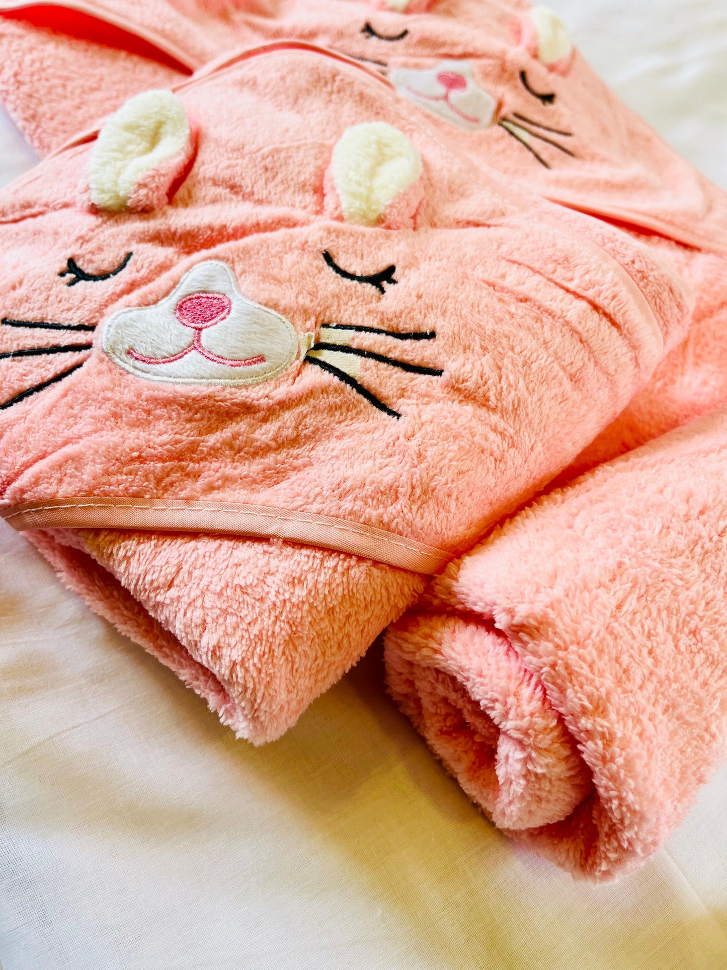 Pink Bunny Cap Towel - Soft | Cozy | Skin-Friendly | (0 Months to 24 Months)