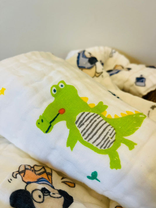 Muslin Multi-Layered Bath Towels | Crinkled | Assorted Designs