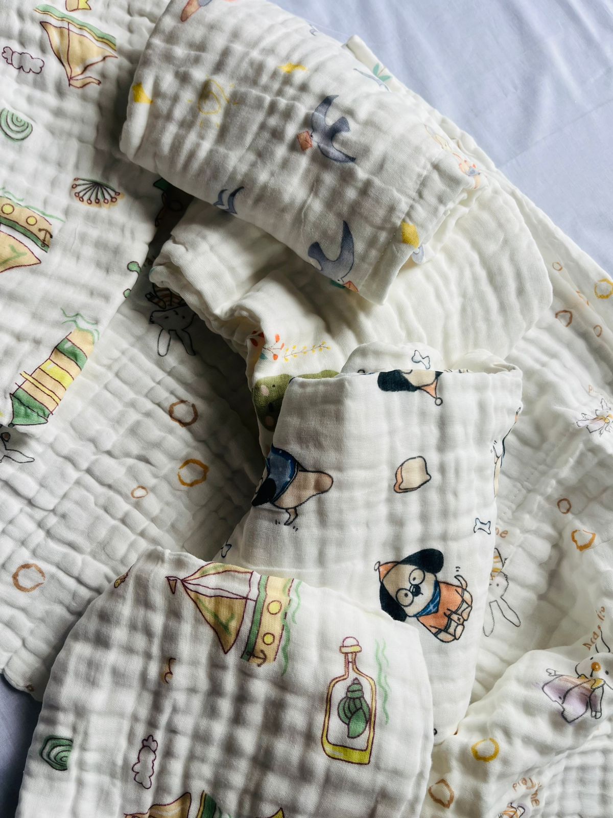 Muslin Multi-Layered Bath Towels | Crinkled | Assorted Designs