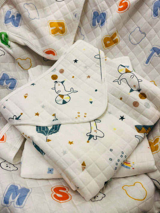 Eco - Muslin Cotton Hooded Blanket cum Towel | Animal Friends | (0 Months to 30 Months)
