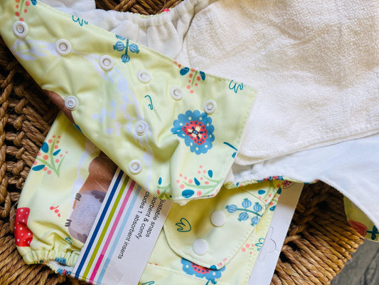 Reusable Diaper - Yellow Bear | Comes with 1 Reusable Pad | (0 Months to 36 Months)