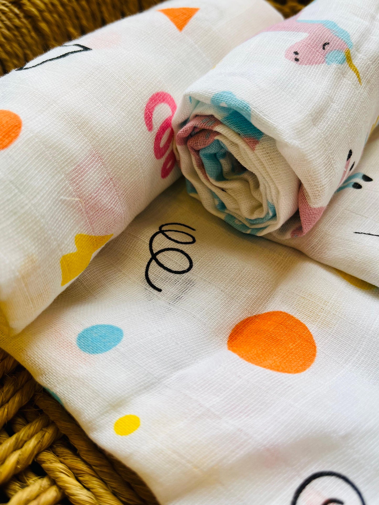 Organic Muslin Cotton Baby Towel | Set of 3 | Daisy Combo - 90 x 45 Cms