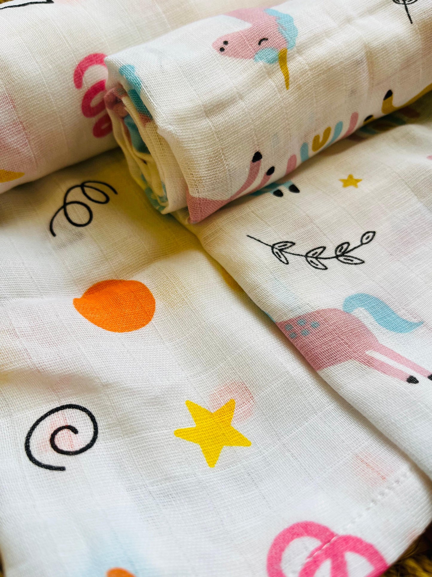 Organic Muslin Cotton Baby Towel | Set of 3 | Daisy Combo - 90 x 45 Cms