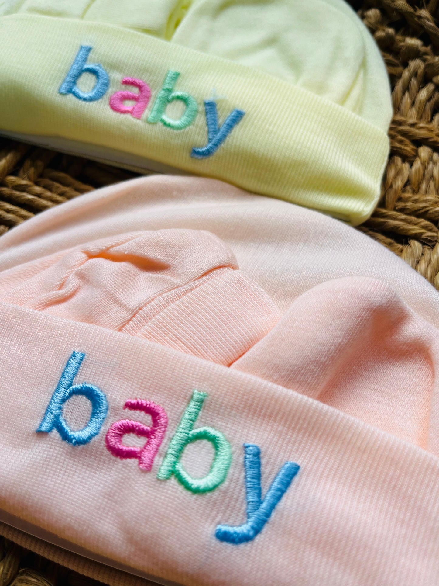 Cap and Mitten | Set of 2 | Pair of Socks, Gloves and Cap ( 0 - 12 Months) Yellow and Peach Set