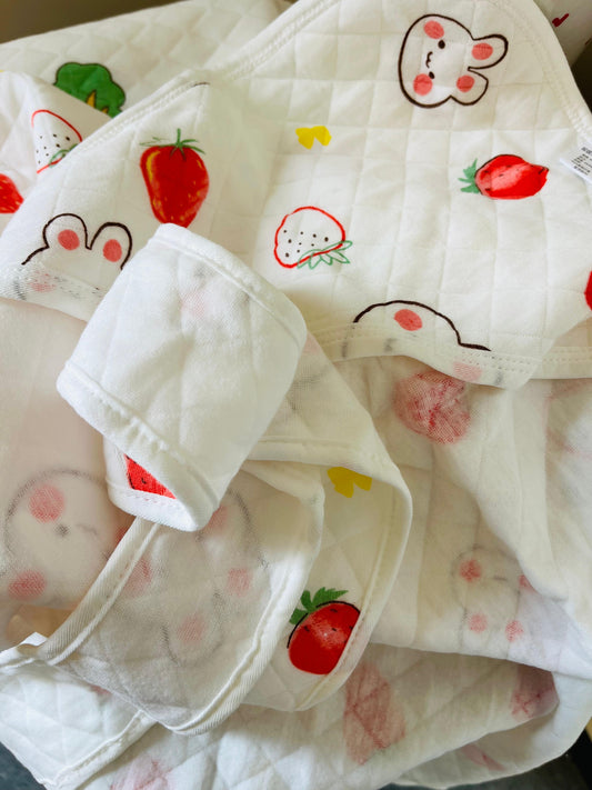 Eco - Muslin Cotton Hooded Blanket cum Towel | Miffy Bear & Japanese | (0 Months to 30 Months)