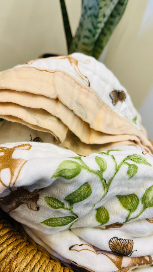 Baby Blanket | Organic Muslin Cotton - 6 -Layered | Deer Forest