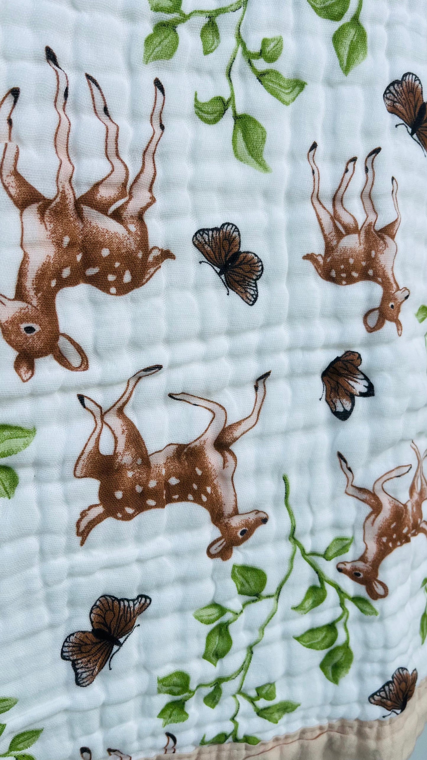 Baby Blanket | Organic Muslin Cotton - 6 -Layered | Deer Forest