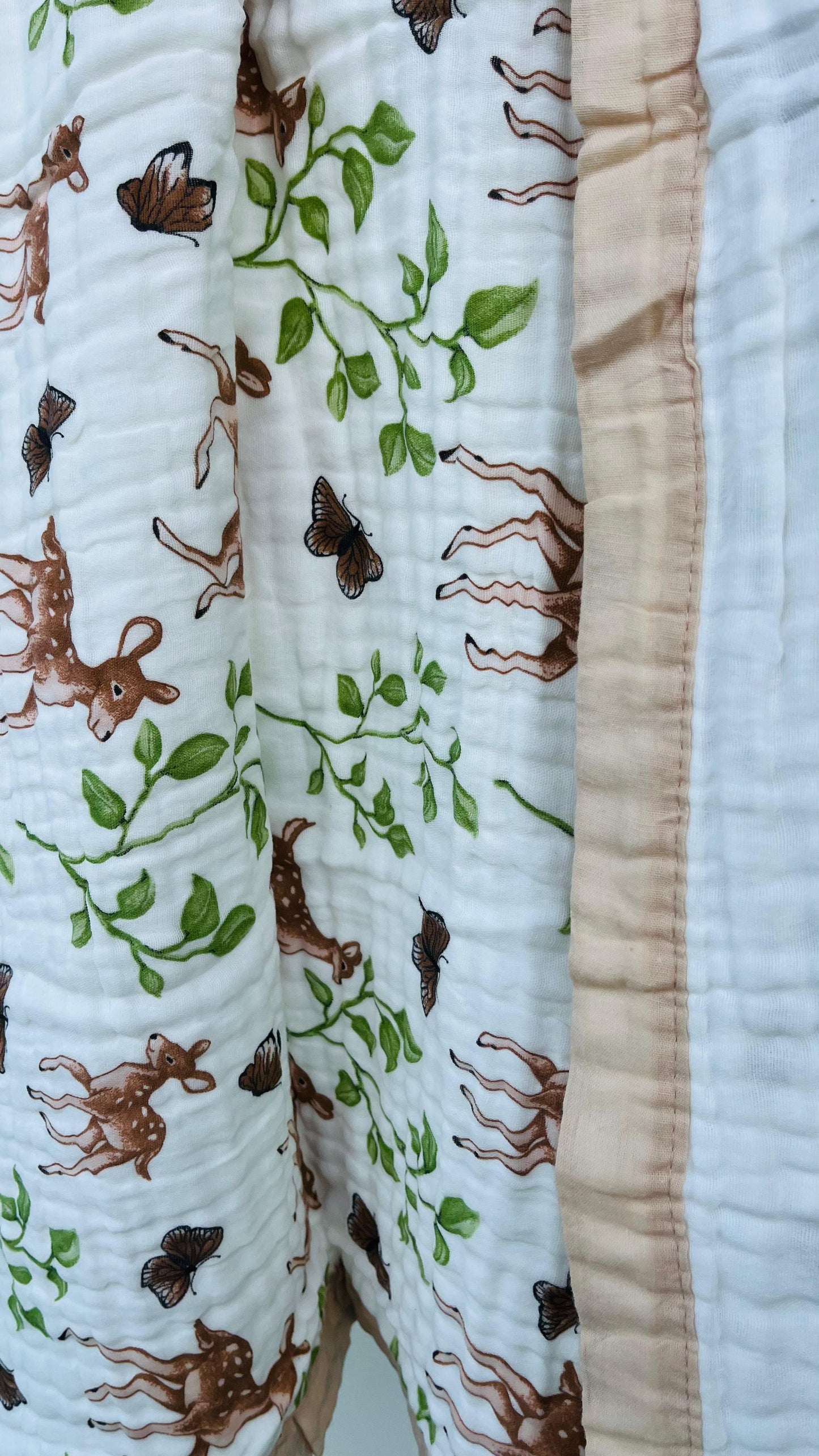 Baby Blanket | Organic Muslin Cotton - 6 -Layered | Deer Forest