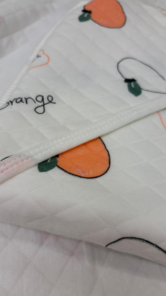Eco - Muslin Cotton Hooded Blanket cum Towel | Orange Peach | (0 Months to 30 Months)