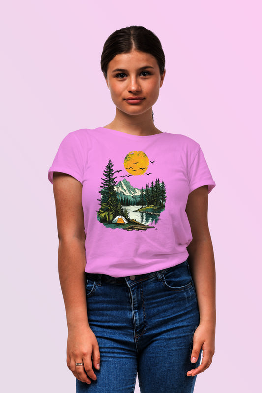 Women Cotton T-Shirt - Camping